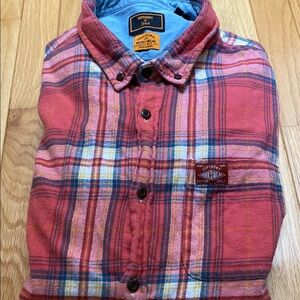 Superdry Red Plaid Button-Up Shirt long sleeve